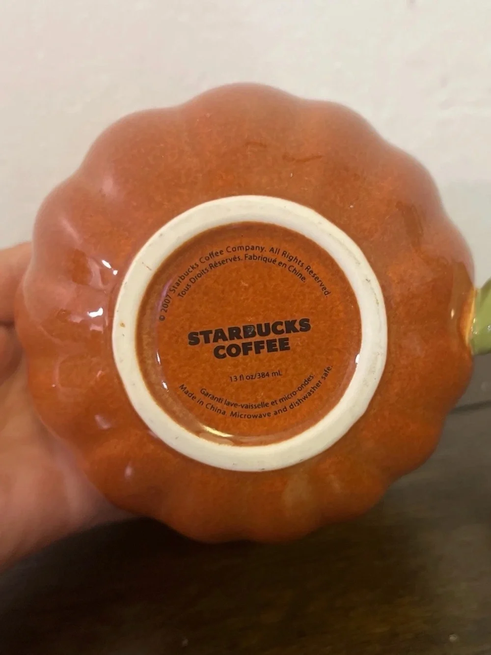 Starbucks Pumpkin Coffee Mug 2007 Twisted Vine Handle Autumn Fall 13oz EU